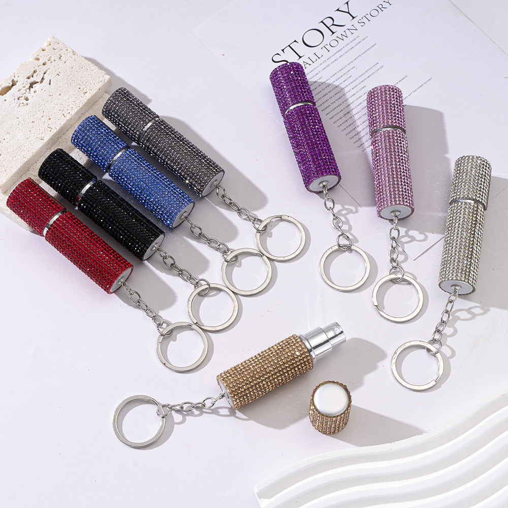 Wholesale Diamond-encrusted Perfume Bottle Portable Keychain